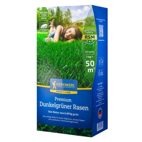 Premium Dunkelgrüner Rasen 1kg für 50m²
