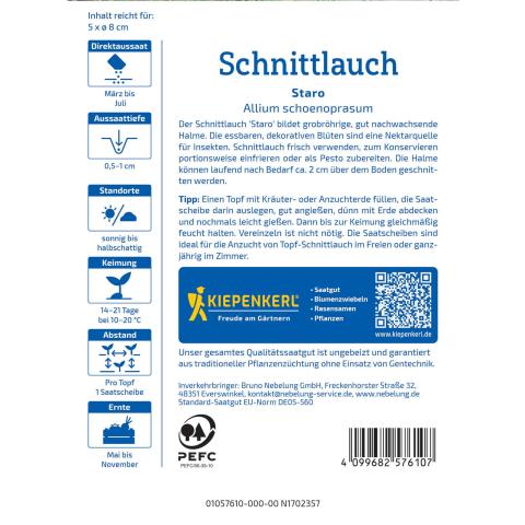 Schnittlauch "Staro" (Saatpads)